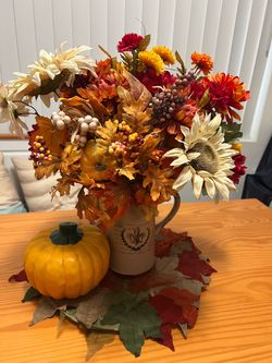 Fall Floral Arrangement with Pitcher Vase