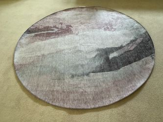 New Addison Rugs 8 Foot Round Chantille Indoor Outdoor Blush Pink & Gray Washable Rug