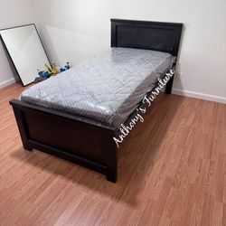 Black Twin Bed With Mattress 
