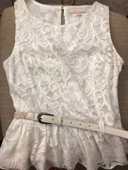 White dress shirt with belt