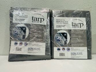 💯 2 NEW Kotap Heavy Duty Silver Poly Tarp 10’ x 12’ – 10 Mil UV Protection