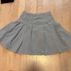 Blue And White Pleated Skirt
