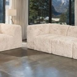Brand New Beige Super Plush Compressed Foam Modular Design Sofa & Loveseat
