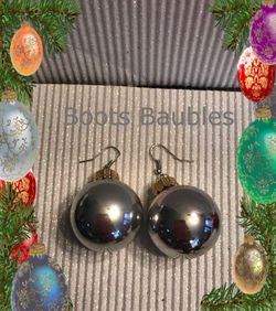 Silver Christmas bulb earrings