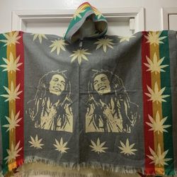 Bob Marley Poncho Serape With Hoodie One Size Made Of Alpaca 