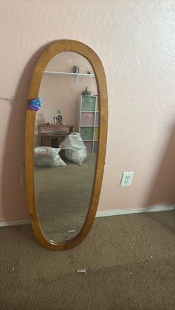 Oval Full-Length Wood Frame Mirror