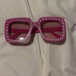Big pink sunglasses with rhinestones