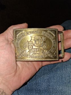 Vintage brass Henry Ford Detroit Automobile belt buckle