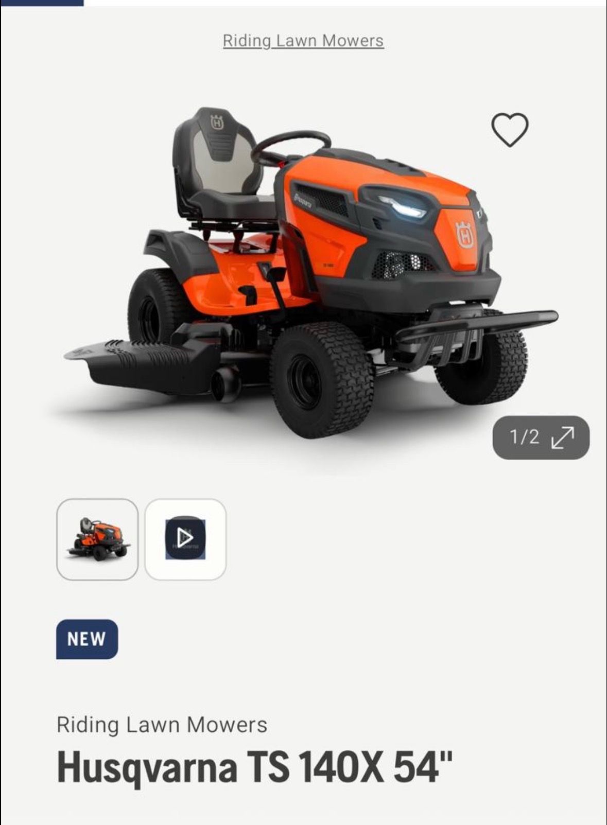 Husqvarna Riding Lawn Mower TS 140X 54" new $3400