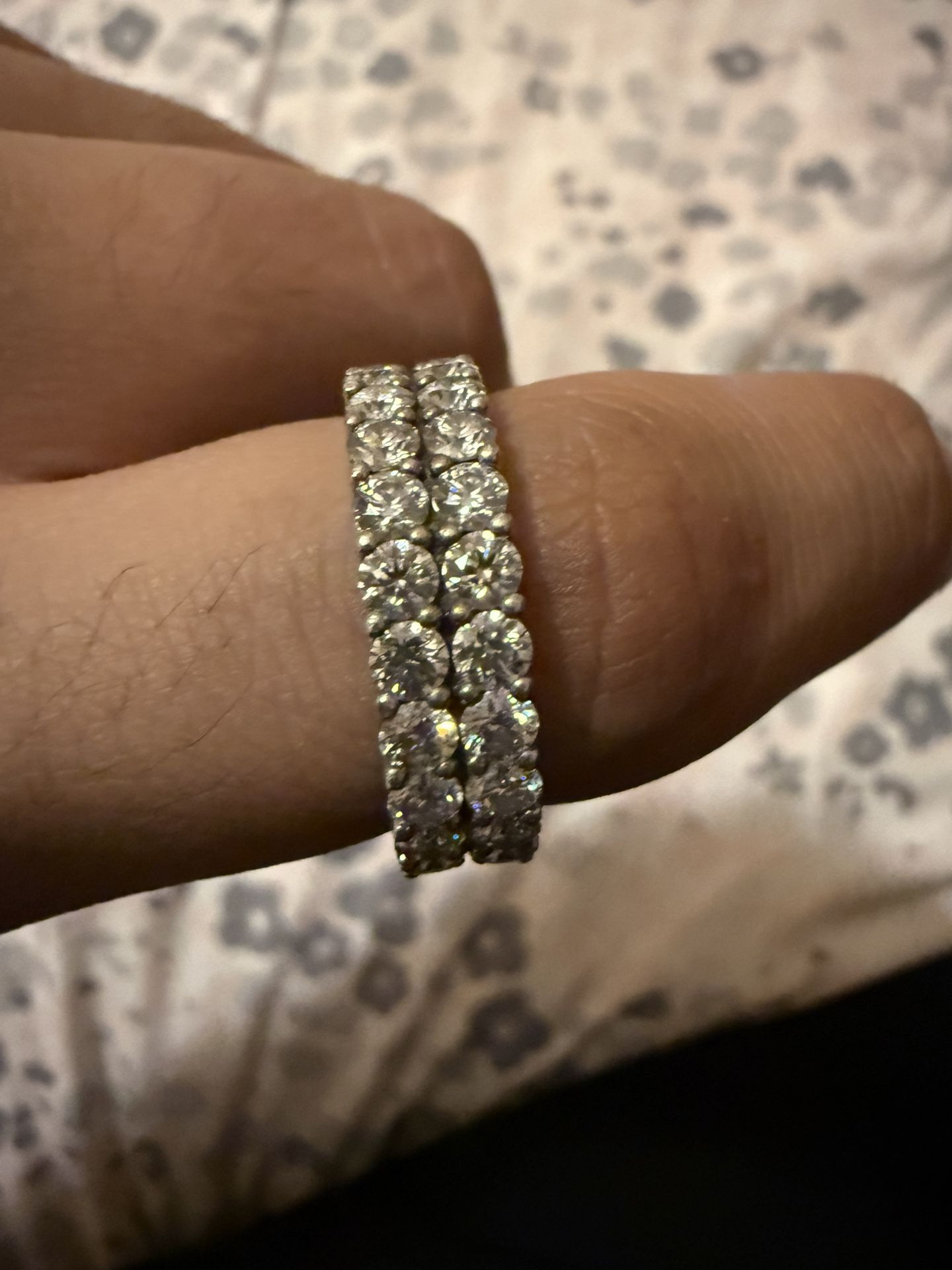 925 Silver Moissanite Double Tennis Ring Size 10