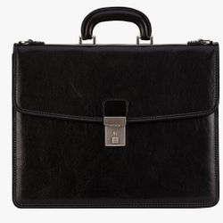 Time Resistance Leather Briefcase - Italian Handmade Leather Laptop Bag - Handbag for Men - Professional Computer Case