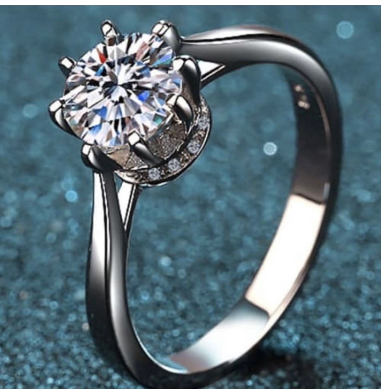 Solid Sterling Silver925 Moissanite Ring Size 6 & 7