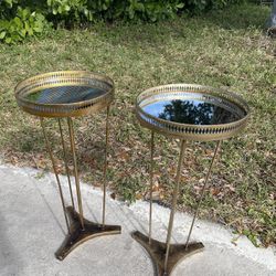 Vintage Art Deco Mirror Top Pedestal  Side /End Tables