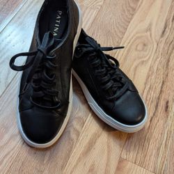 Portland Leather Goods PATINA Low Top Street Sneaker Women’s 8.5 Black Leather Lace-Up Shoes