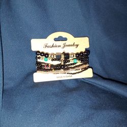 Black Boho Style Stack Bracelets 