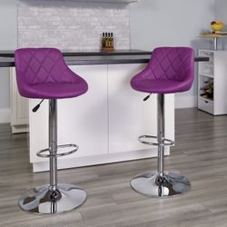 Flash Furniture Purple Barstool Adjustable Height 32in