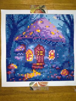 Diamond Painted Dark Mushroom House