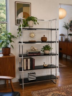 Vintage mid-century, modern style, black lacquer,