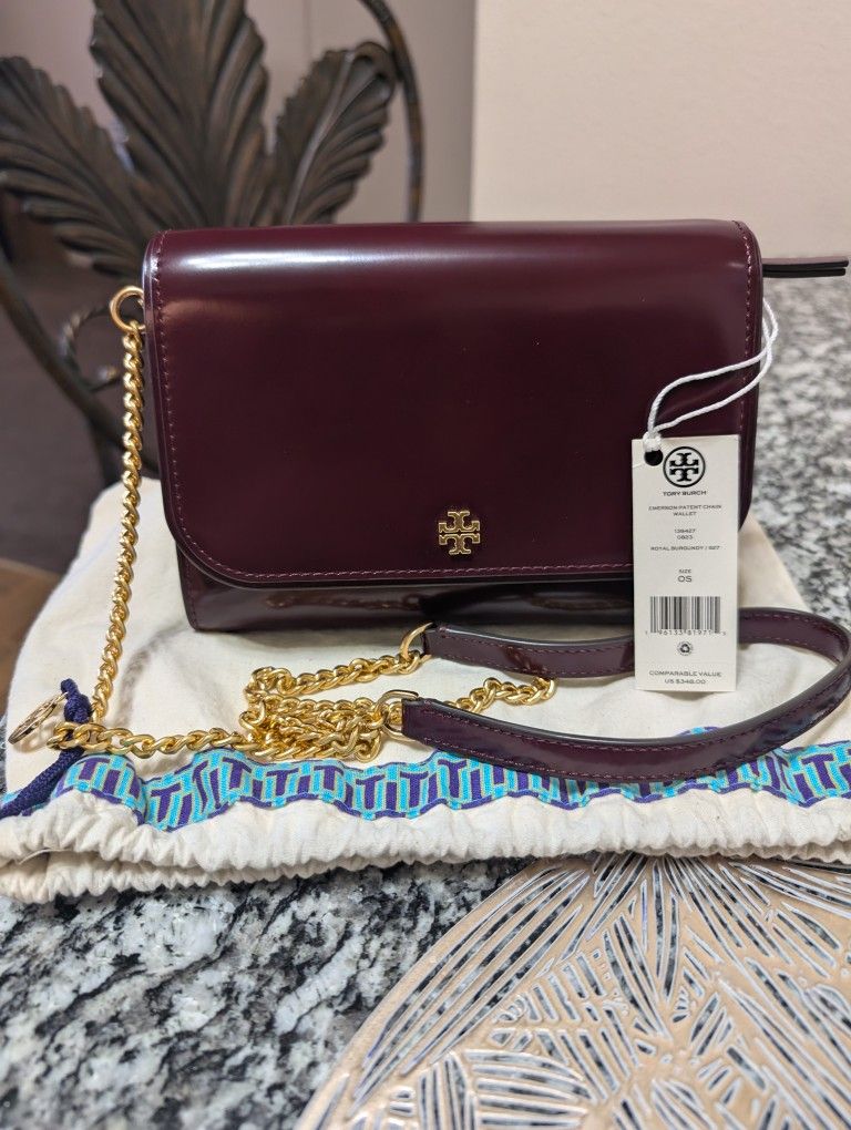 TORY BURCH EMERSON PATENT LEATHER CHAIN PURSE !!!