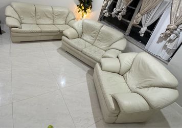 3 pieces leather sofa set