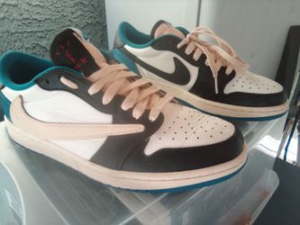 Air Jordan 1 Retro Low x Fragment Design x Travis Scott x 'Sail Black Military Blue