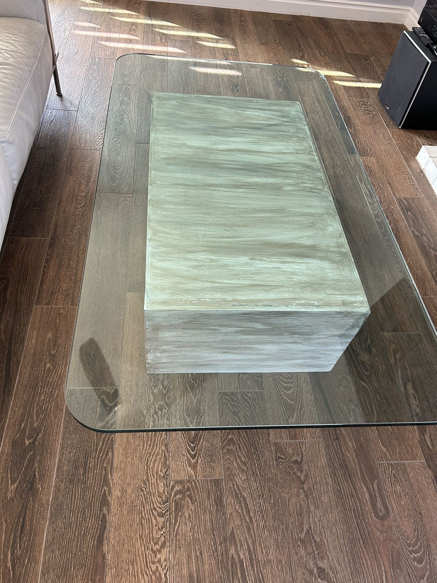 Glass Coffee Table, with wood base