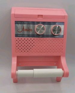 MCM Vintage Pink Amico Solid State Toilet Paper dispenser holder Radio Hong Kong Hi-Fi Deluxe Rare