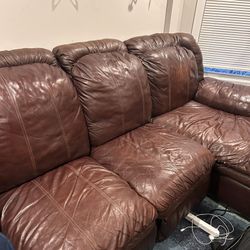 Brown sectional couch leather 