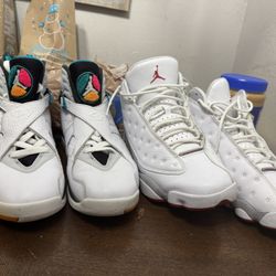 jordan 13 wolf grey and jordan 8 south beach 