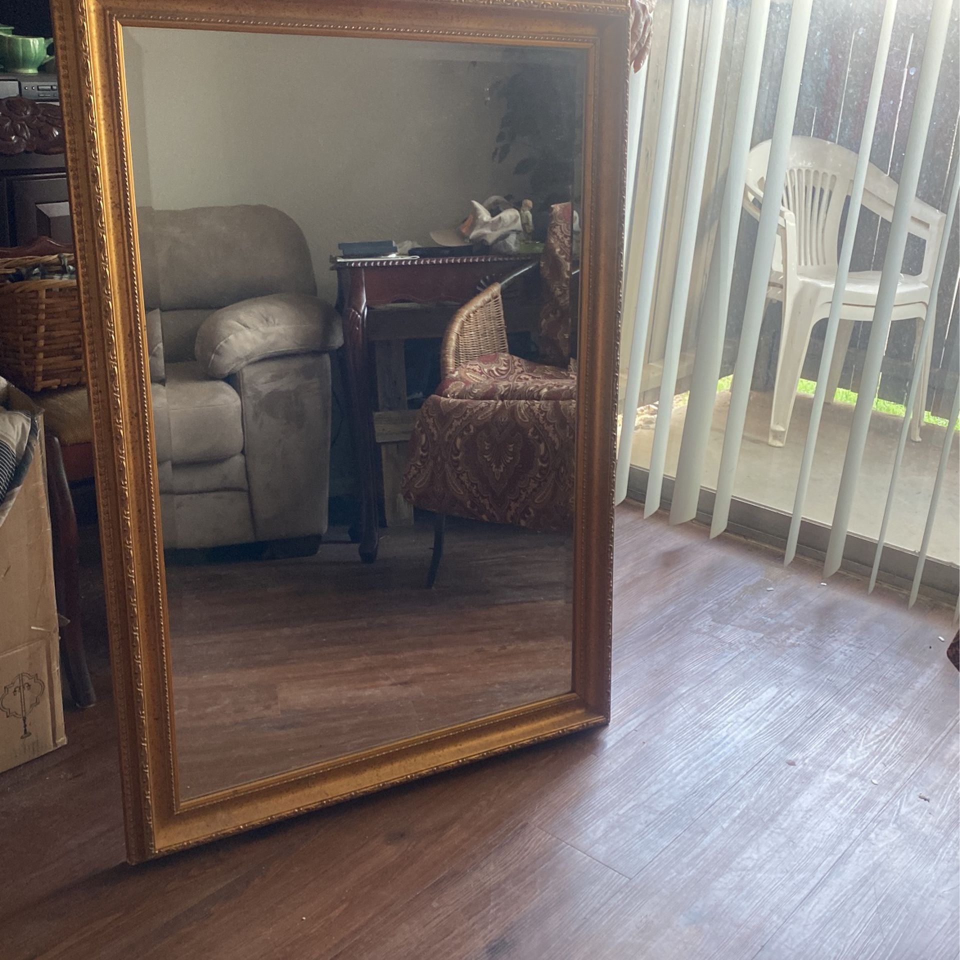 Antique Mirror With Beveled Edge And Gorgeous Carved Frame 