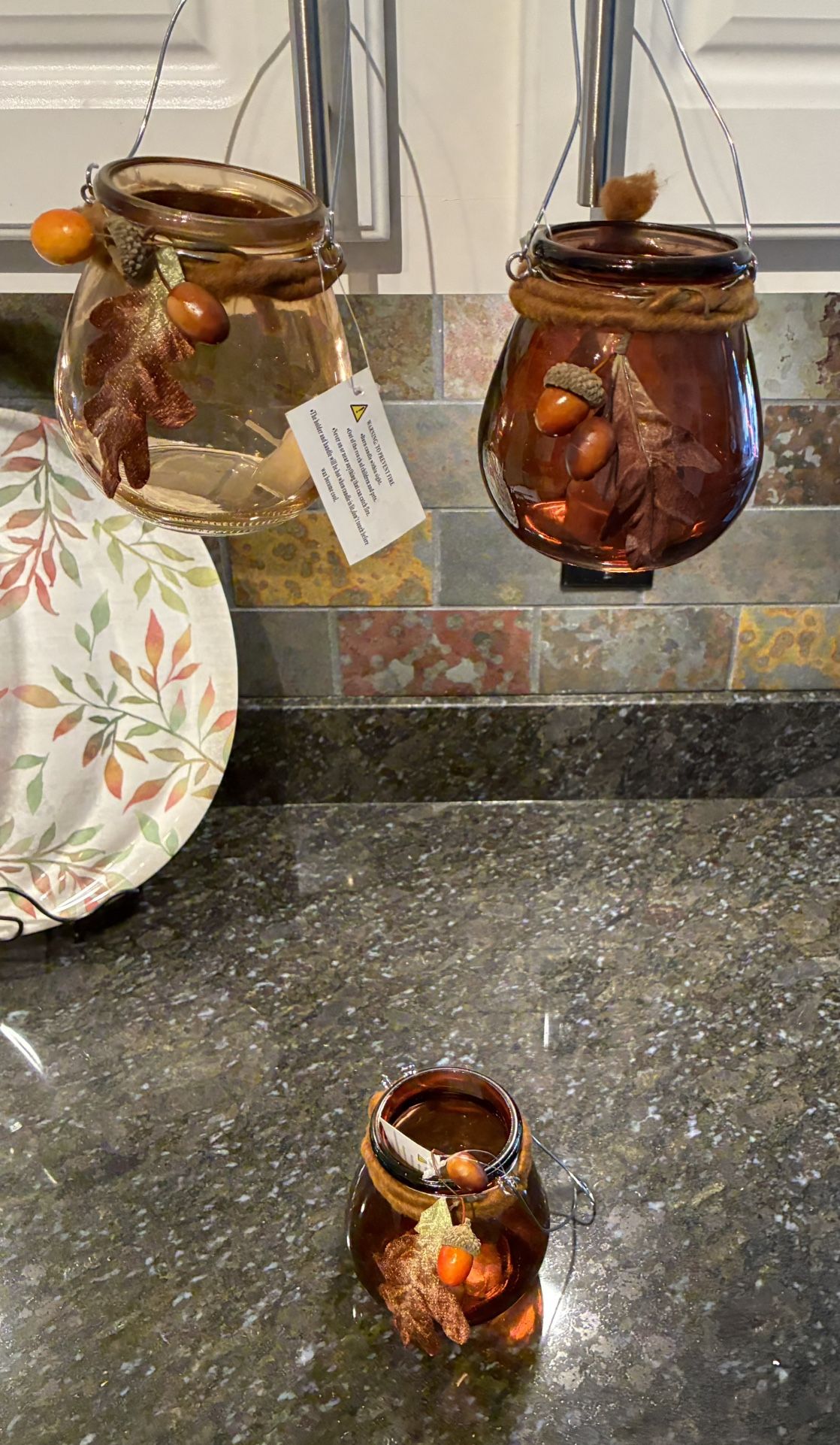 New Kirkland’s Brown Glass Jar Candle Holders