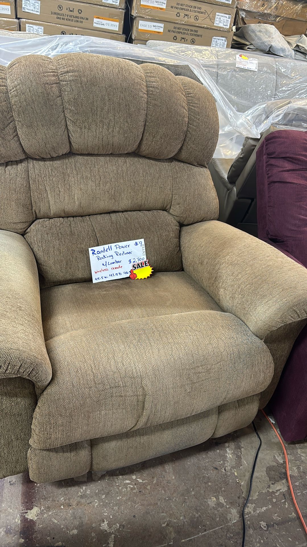 Power Lazy Boy Fabric Rocking Recliner With Lumbar And Wireless Remote