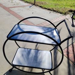 Two Shelf Shelves Serving Drink Food Snack Rolling Bar Cart On Wheels Casters