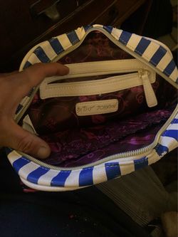 Betsey Johnson Blue & White Striped Bag