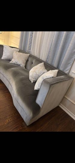 2 Silver Full-Sized Contemporary Sofas