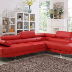 2PC Leather Sectional w/adjustable headrest(4 colors)