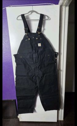 NEW Carhartt Black Canvas Bib Overalls Sz 50x30 NWT