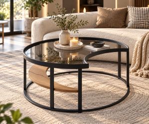 Modern Crescent Glass Coffee Table – Elegant & Unique Design
