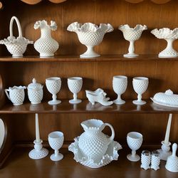 Milk glass 23 pieces