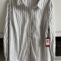 Vince Camuto Striped Shirt – White & Black – Size M