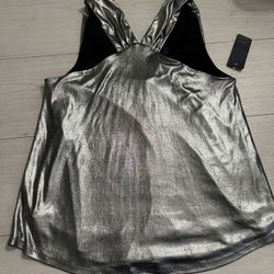 New Rachel  roy Silver blouse size L 