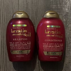 OGX 5 In 1 Benefits Frizz-Free Keratin Soothing Oil Shampoo & Conditioner Set