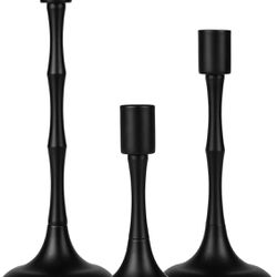 Matte Black Taper Candle Holder Set of 3 Black Candlestick Holders