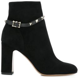 Valentino Garavani Rockstud strap suede ankle boot 37