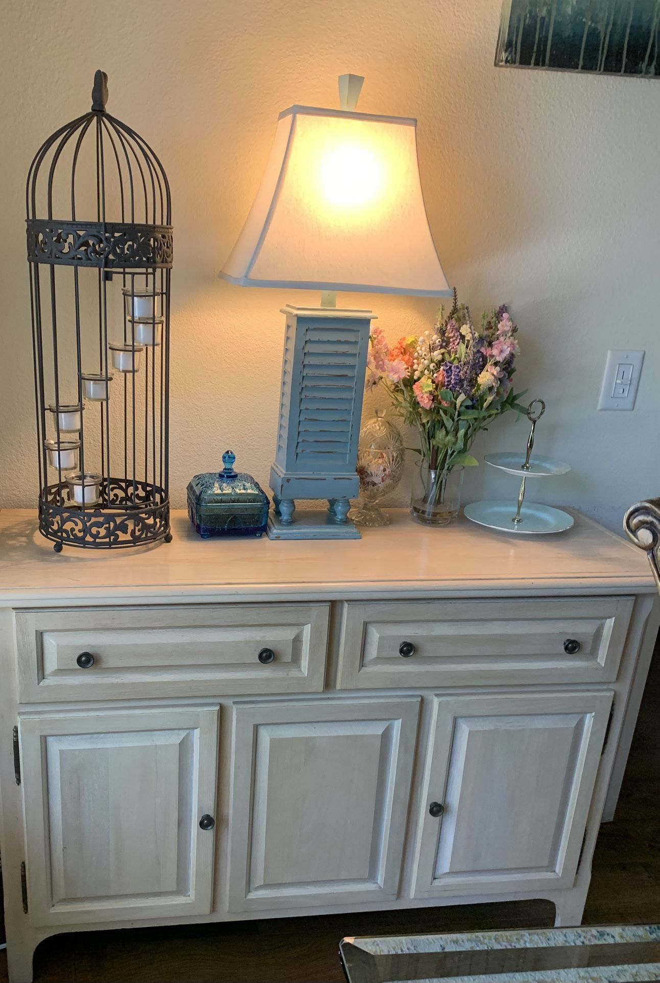 Small entry table , storage Cabinet With 2 Shelves 2 Drawers