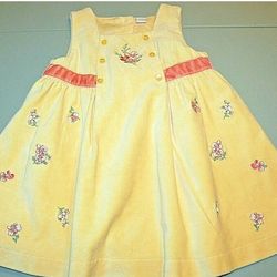 Vintage Girls Yellow Velour Sleeveless Dress