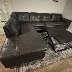Leather Sectional Couch & Coffee Table