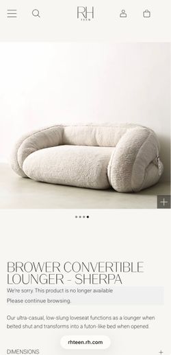 RH Teen Brower Convertible Lounger - Sherpa