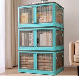 Stackable Foldable Storage Bins with Lid and Wheels