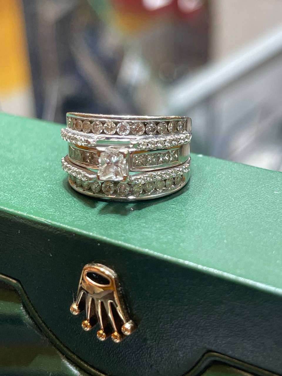 14k solid white gold princess cut and round diamonds vvs engagement ring 4ctw